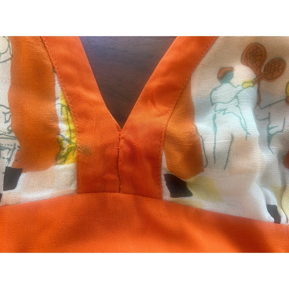 French Connection Rare Abstract Tennis Scene Chiffon Dress -10 - Picture 6 of 7